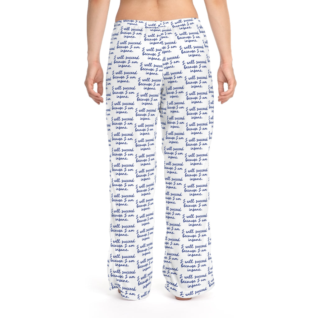 Cozy Script Pattern Women's Pajama Pants - 'I Will Succeed' All-Over Print