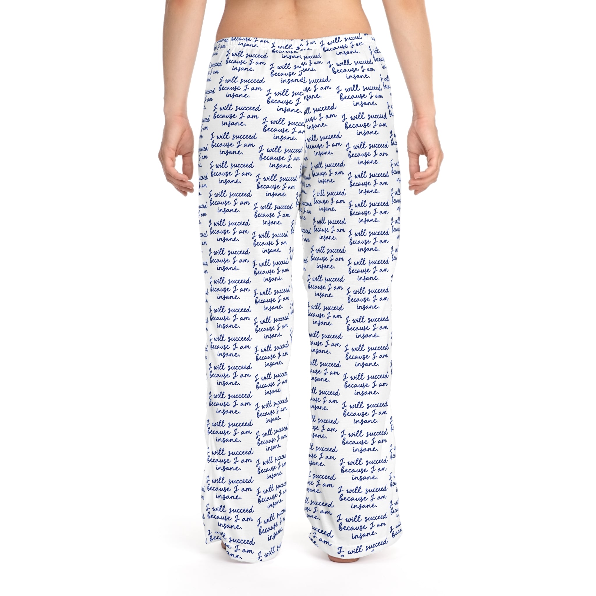 Cozy Script Pattern Women's Pajama Pants - 'I Will Succeed' All-Over Print