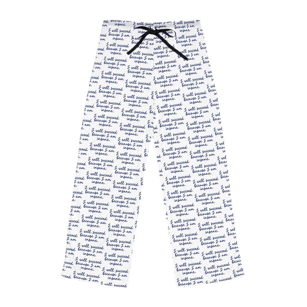 Cozy Script Pattern Women's Pajama Pants - 'I Will Succeed' All-Over Print