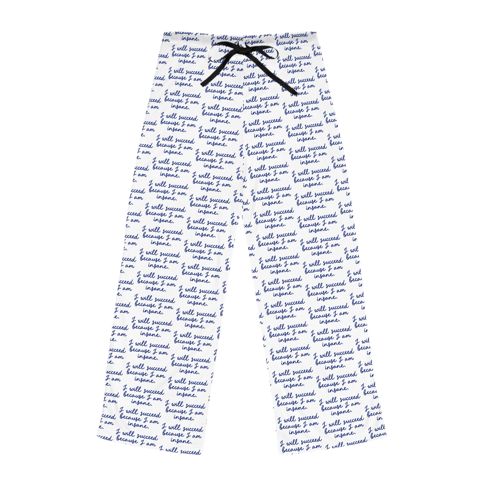 Cozy Script Pattern Women's Pajama Pants - 'I Will Succeed' All-Over Print